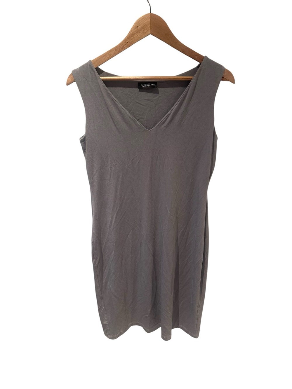 Miik Gray Sleeveless V-Neck Dress Bamboo Size Medium